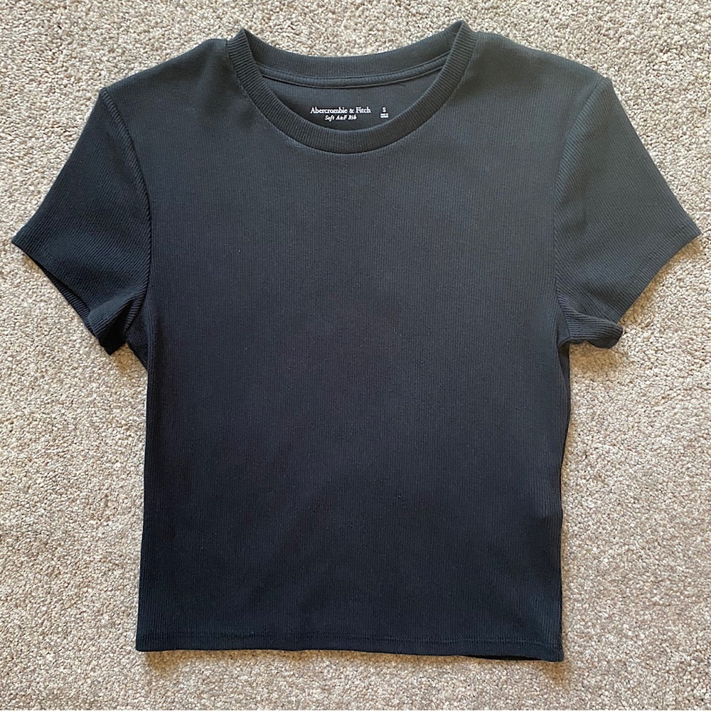 🎉Abercrombie & Fitch Soft A&F Rib T-Shirt, Women’s Size SM, Black